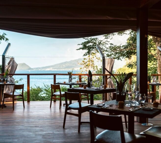 Zing Zing dining room above Tibay Beach at Secret Bay in Dominica